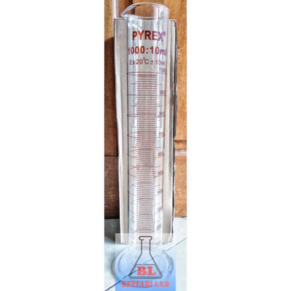 Measuring Cylinder Gelas Ukur, Round Base, PYREX Capacity 1000 Ml